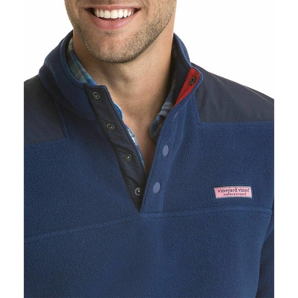 Vineyard Vines Snap Placket Fleece Shep Shirt Pullover Blue Men's Small H12113 - Picture 4 of 15